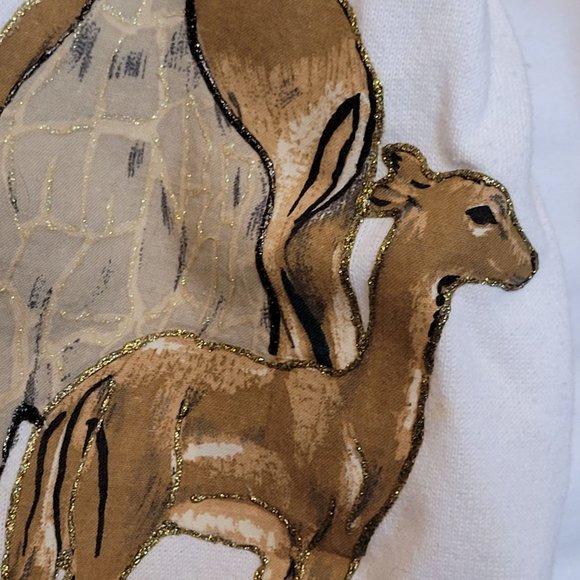 Vintage Sweatshirt Painted Animals Puff Paint Safari 80s Retro Name on Sleeve - Picture 7 of 12